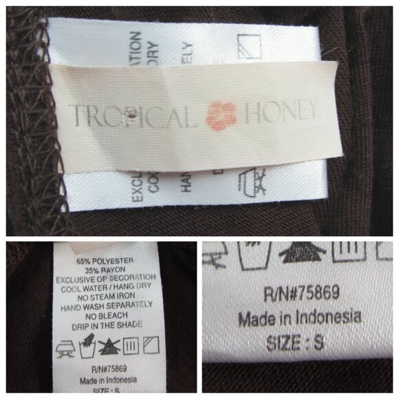 Tropical Honey Sleeveless Tunic Coverup with Zebra Trim Size S Brown - Picture 3 of 7